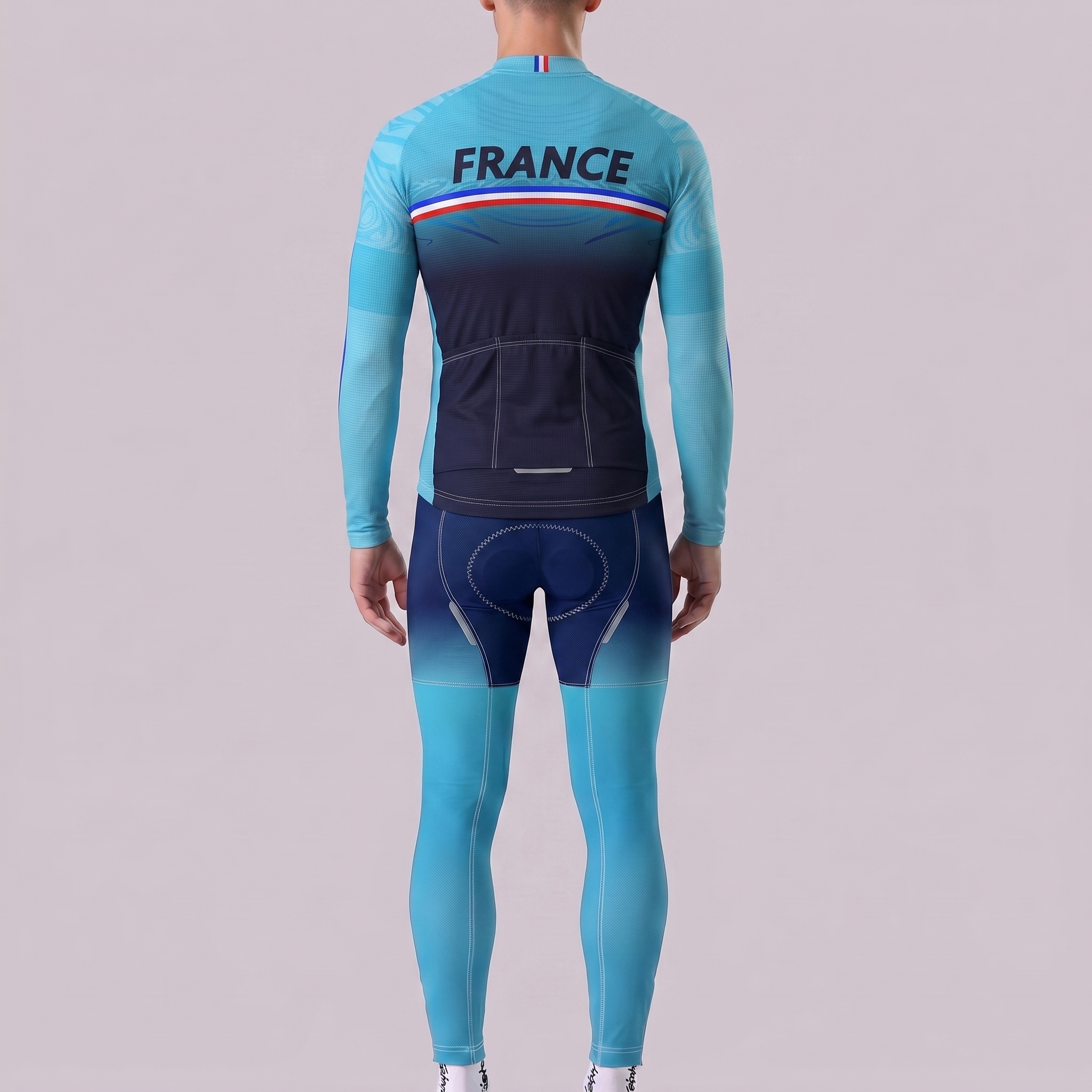 France Deep Blue Long Sleeves Cycling Kits