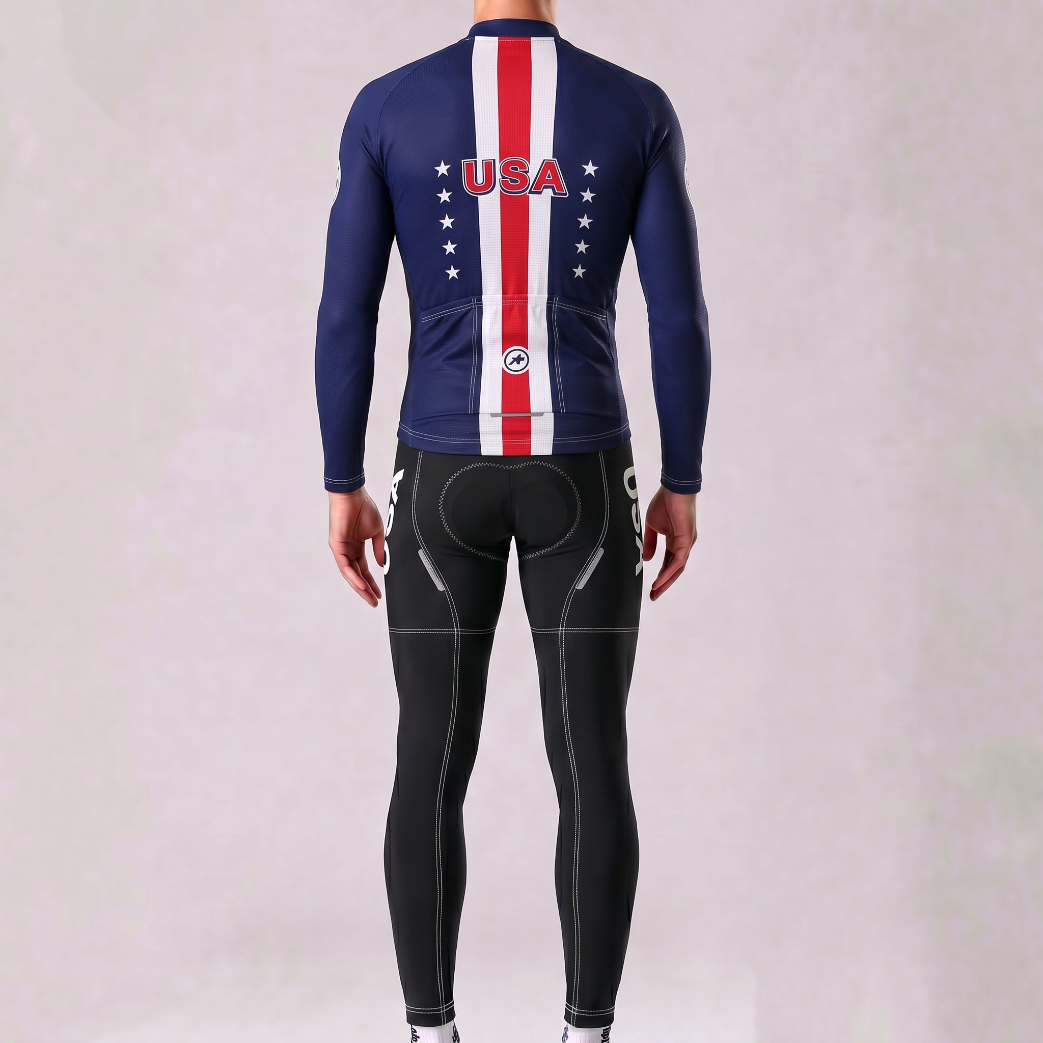 United States Blue Long Sleeves Cycling Kits