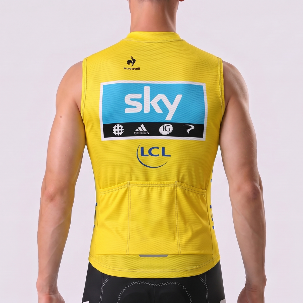 2015 Sky Yellow Sleeveless Cycling Jersey