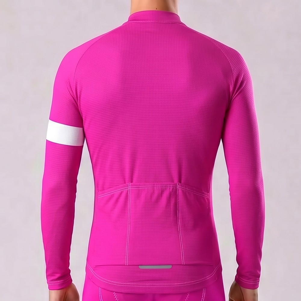 Rose Red Fleece Long Cycling Jersey