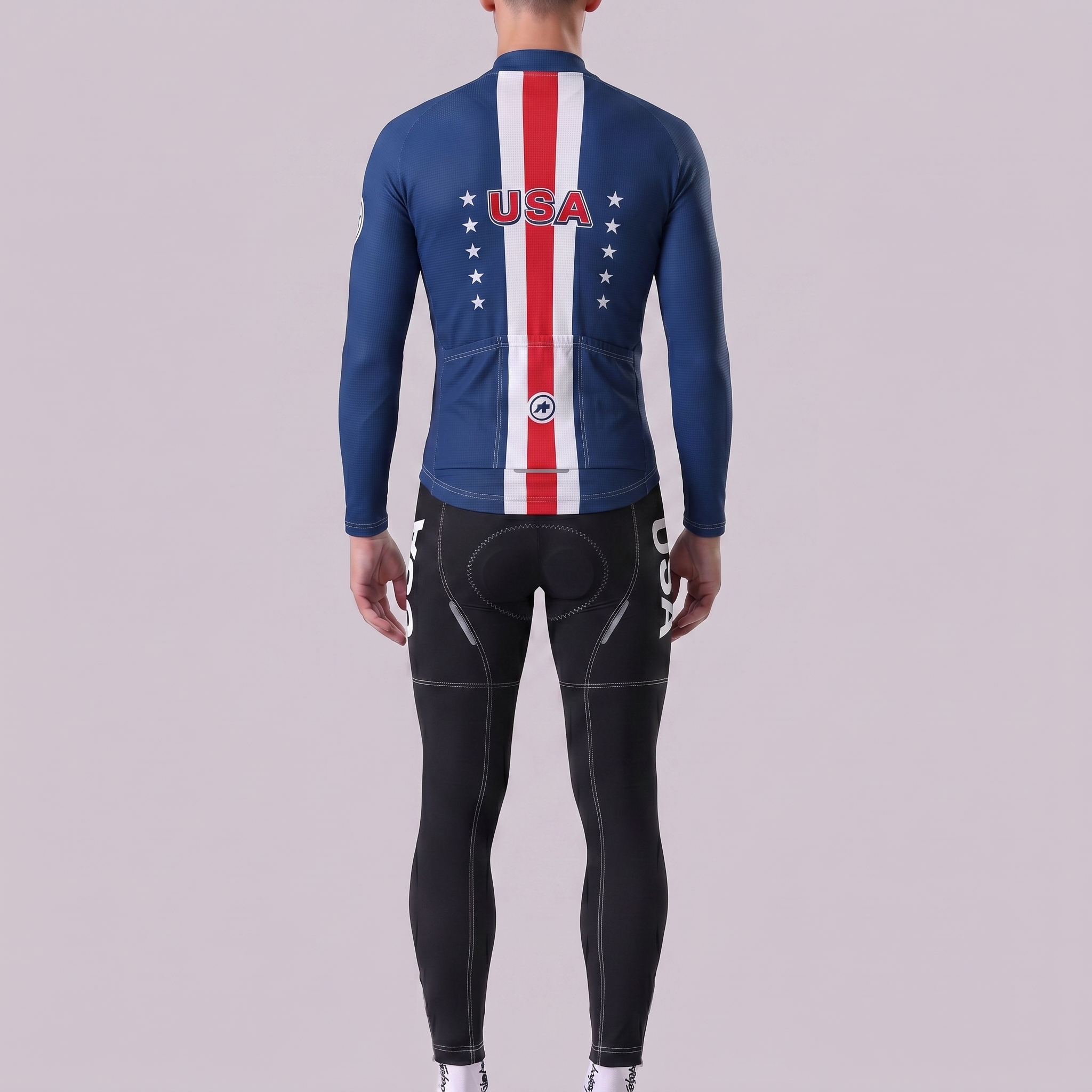 USA Blue Long Sleeves Cycling Kits