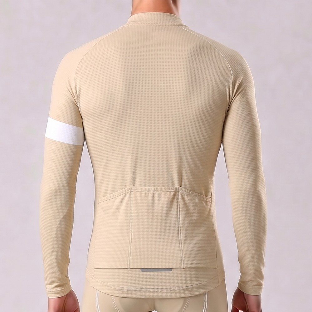 Light Khaki Long Sleeves Cycling Jersey