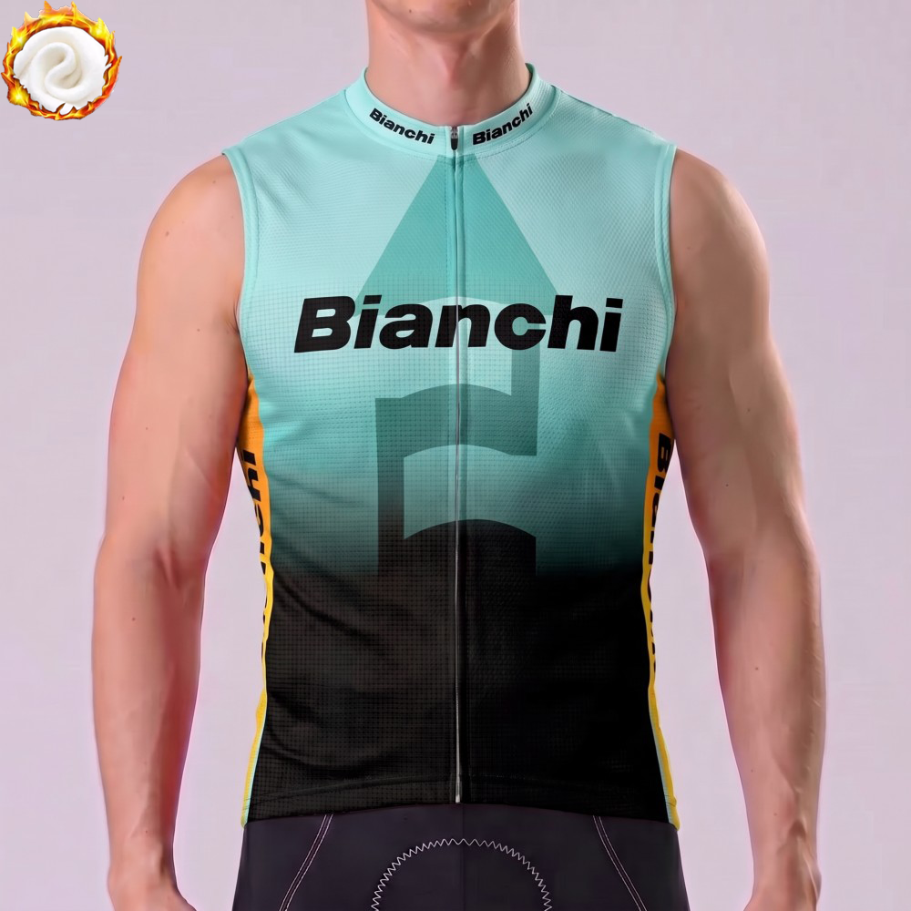 1986 Bianchi Green Fleece Sleeveless Cycling Jersey
