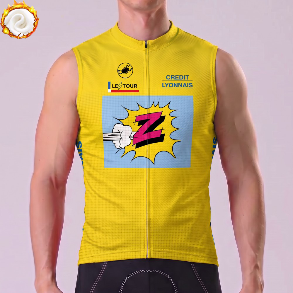 1990 Z Yellow Fleece Sleeveless Cycling Jersey