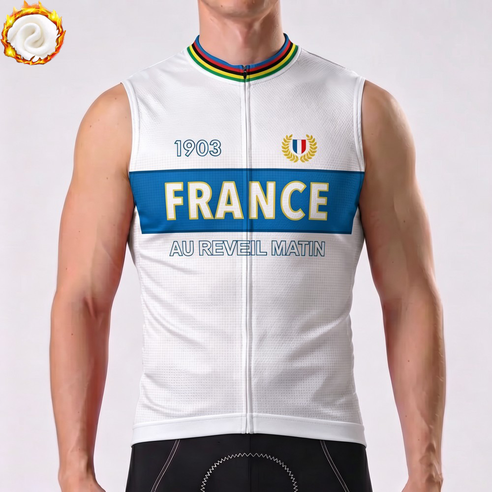 1903 France Fleece Sleeveless Cycling Jersey