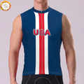 USA Blue Fleece Sleeveless Cycling Jersey