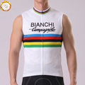 Stripes White Bianchi Fleece Sleeveless Cycling Jersey