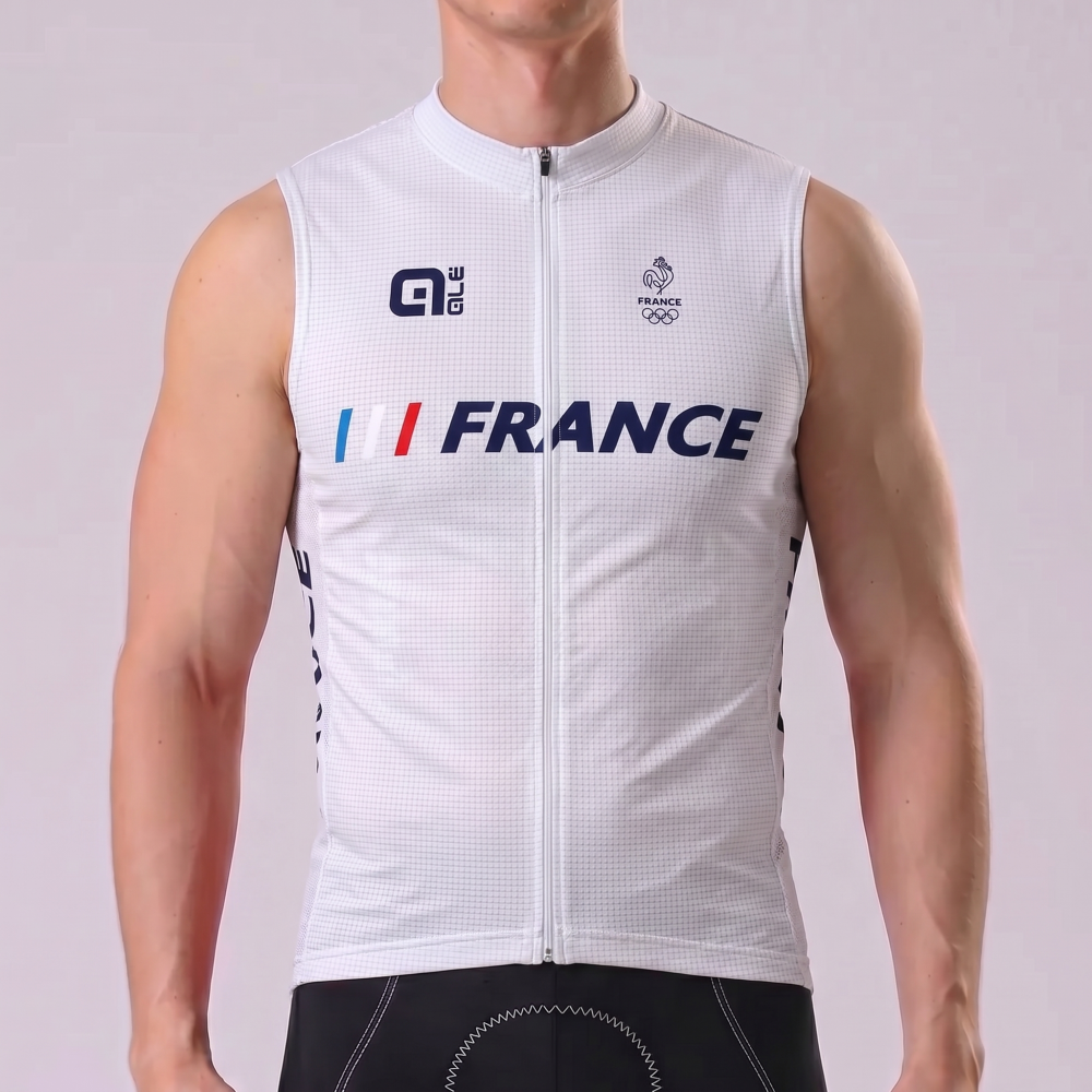 France White Sleeveless Cycling Jersey