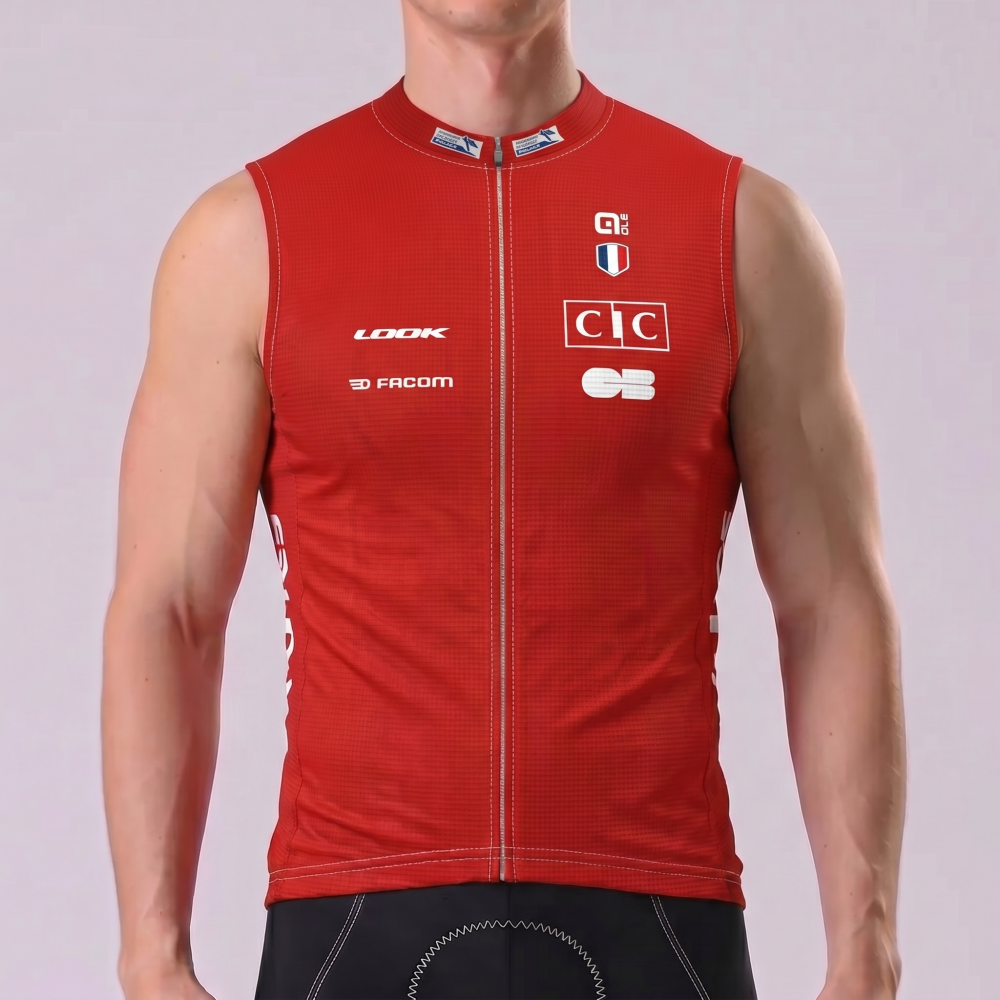 France Red Sleeveless Cycling Jersey