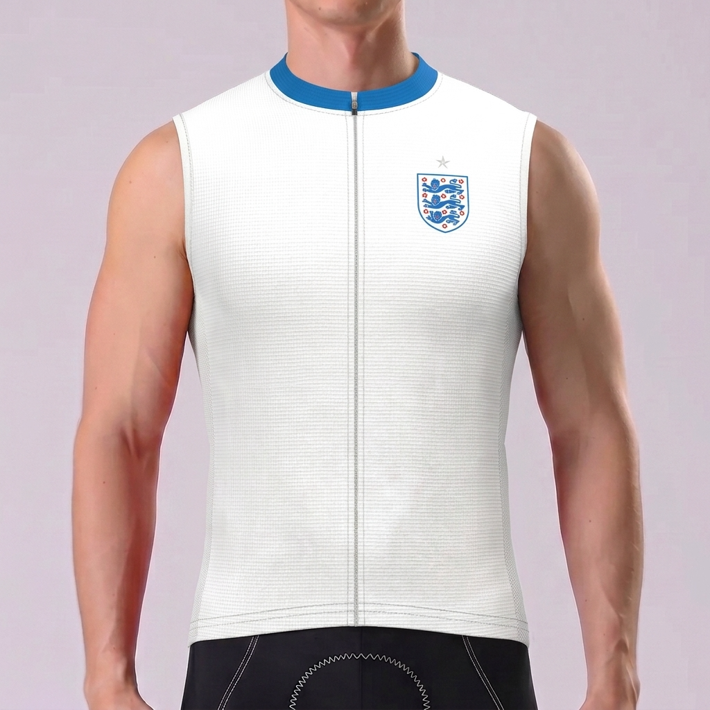 United Kingdom White Sleeveless Cycling Jersey
