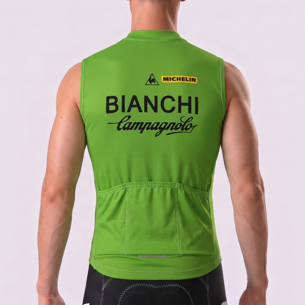 Green Bianchi Windproof Sleeveless Cycling Jersey