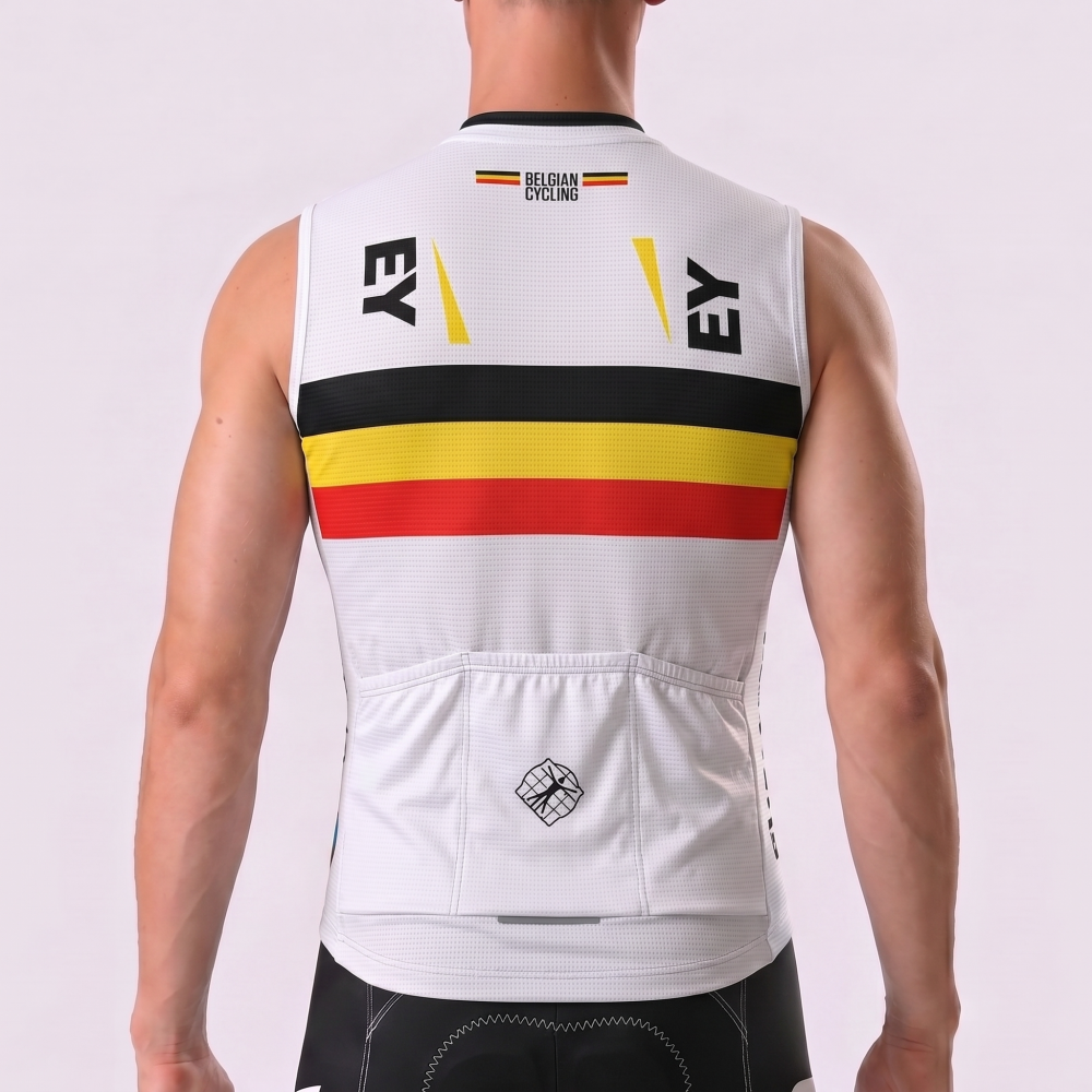 Belgium White Sleeveless Cycling Jersey