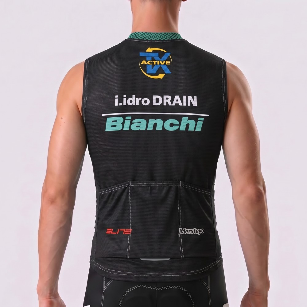 Black Bianchi Fleece Sleeveless Cycling Jersey