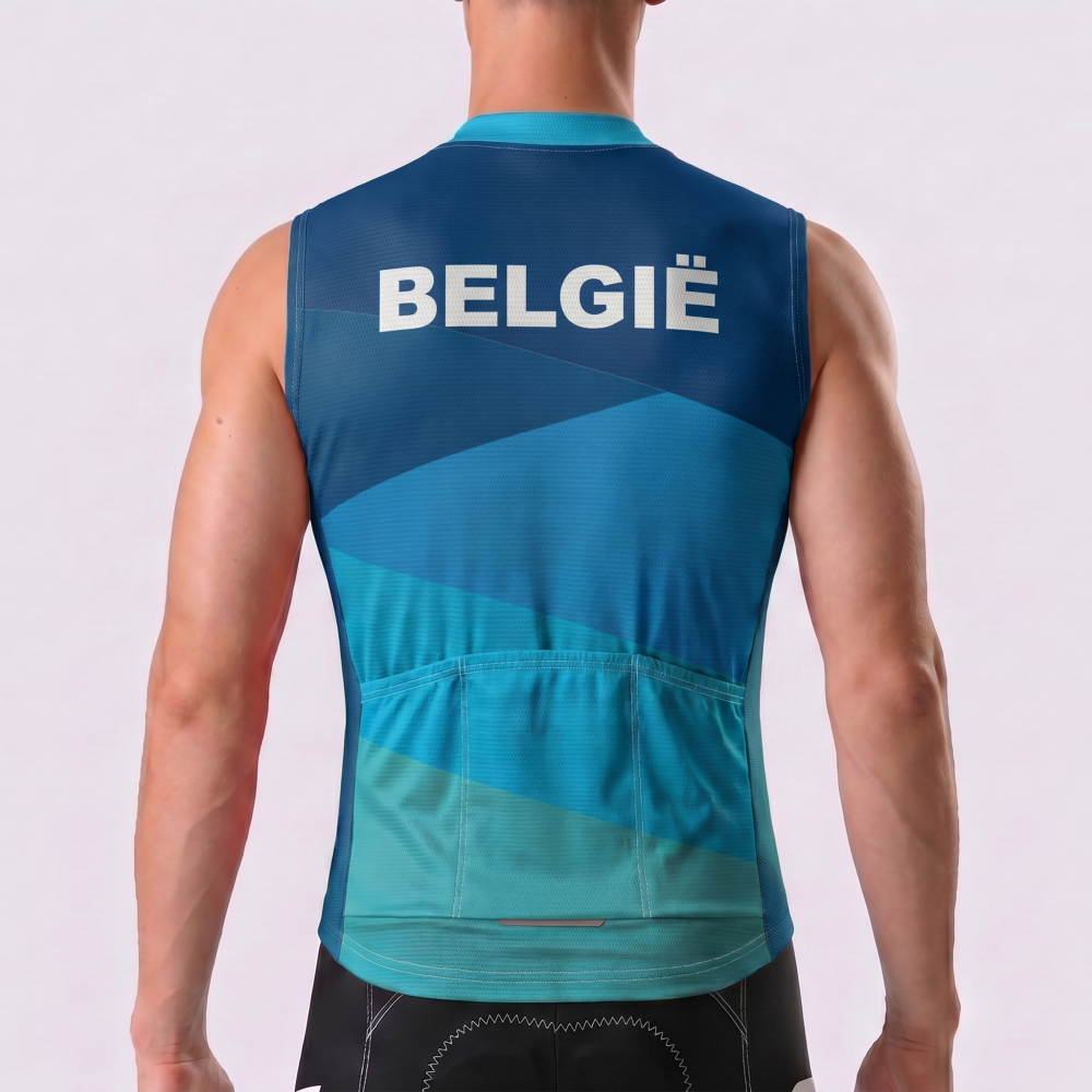 Belgium Blue Sleeveless Cycling Jersey