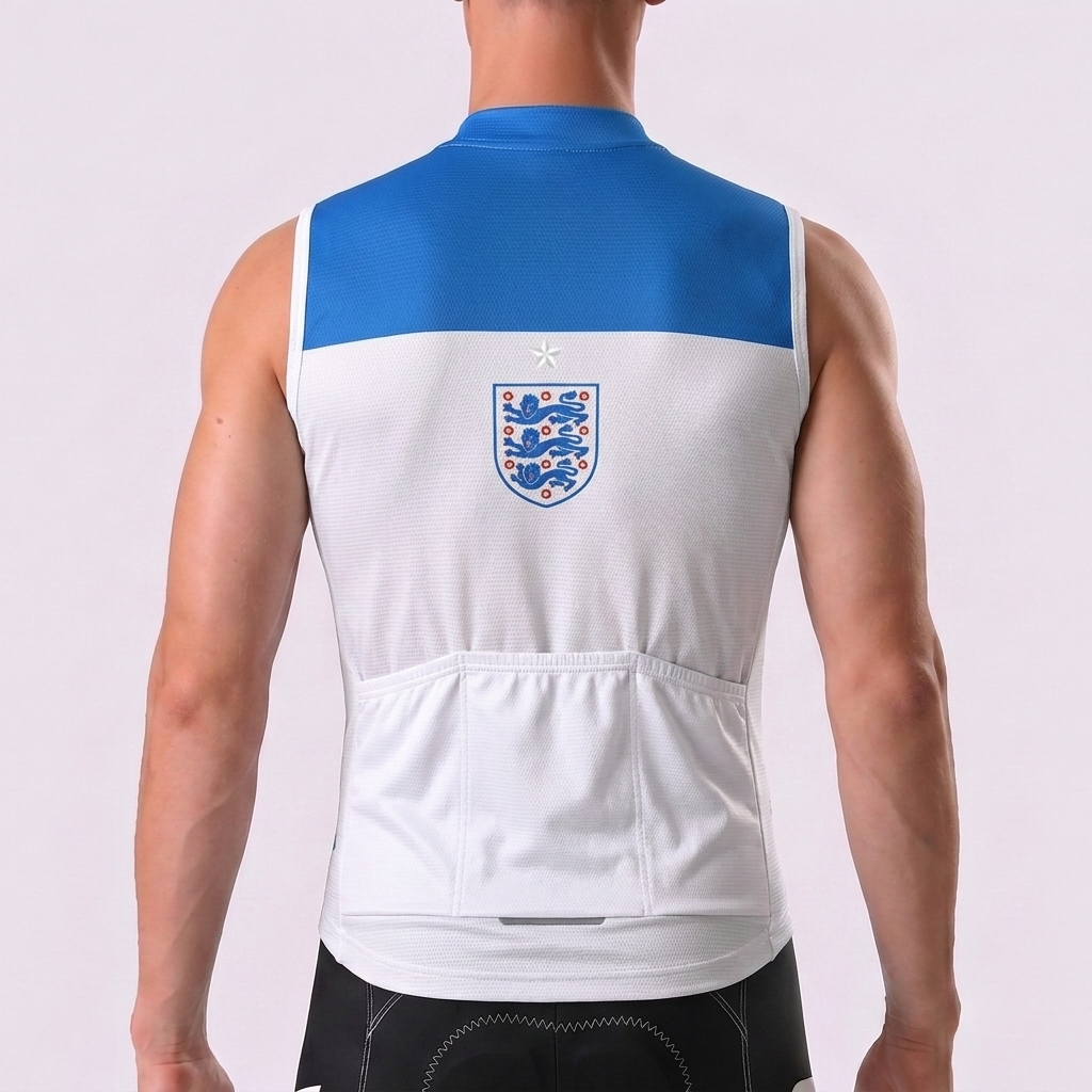 United Kingdom White Windproof Sleeveless Cycling Jersey