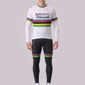 Stripes White Bianchi Long Sleeves Cycling Kits