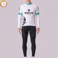 White Bianchi Fleece Long Sleeves Cycling Kits