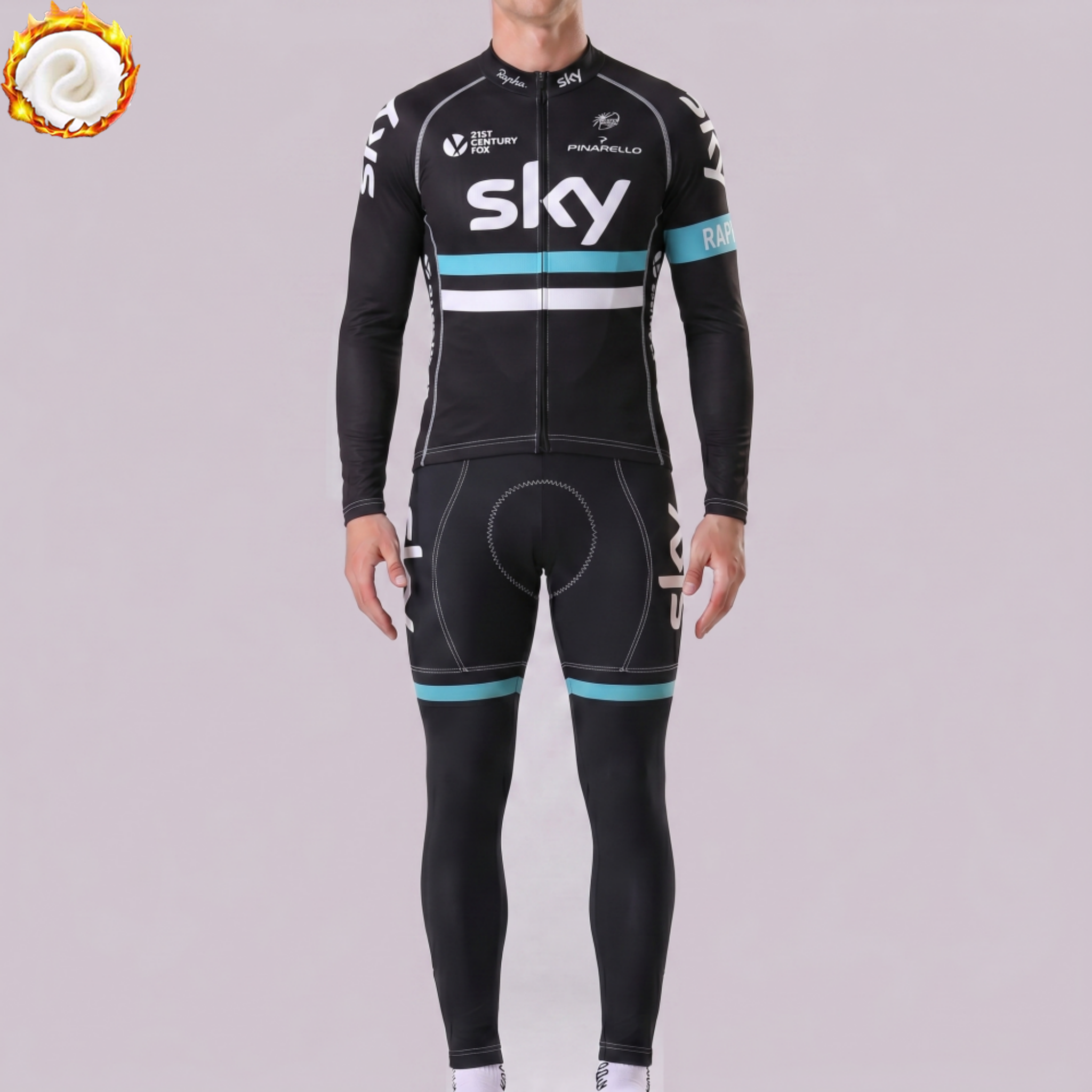 2016 Sky Fleece Long Sleeves Cycling Kits
