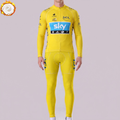 2015 Sky Yellow Fleece Long Sleeves Cycling Kits