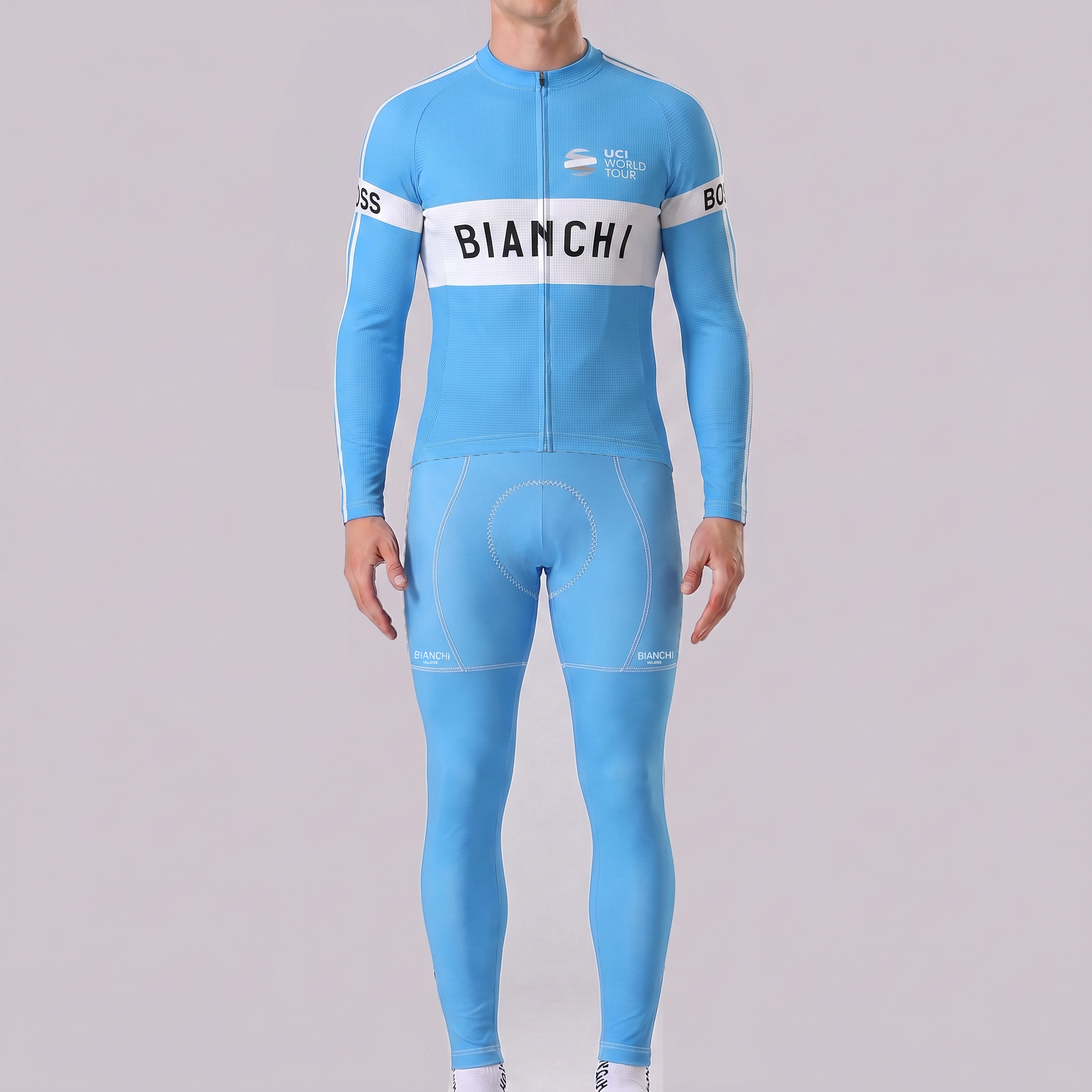 UCI BOOS Bianchi Long Sleeves Cycling Kits