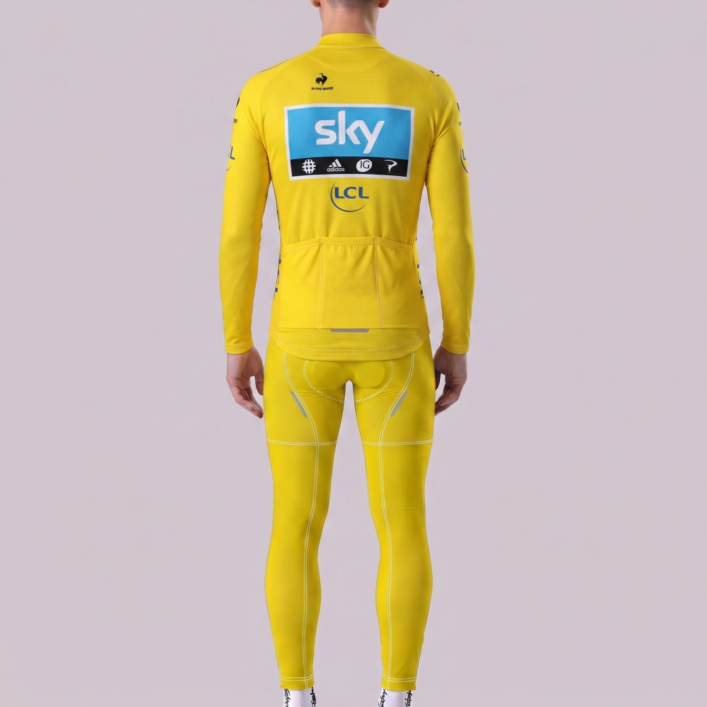 2015 Sky Yellow Long Sleeves Cycling Kits
