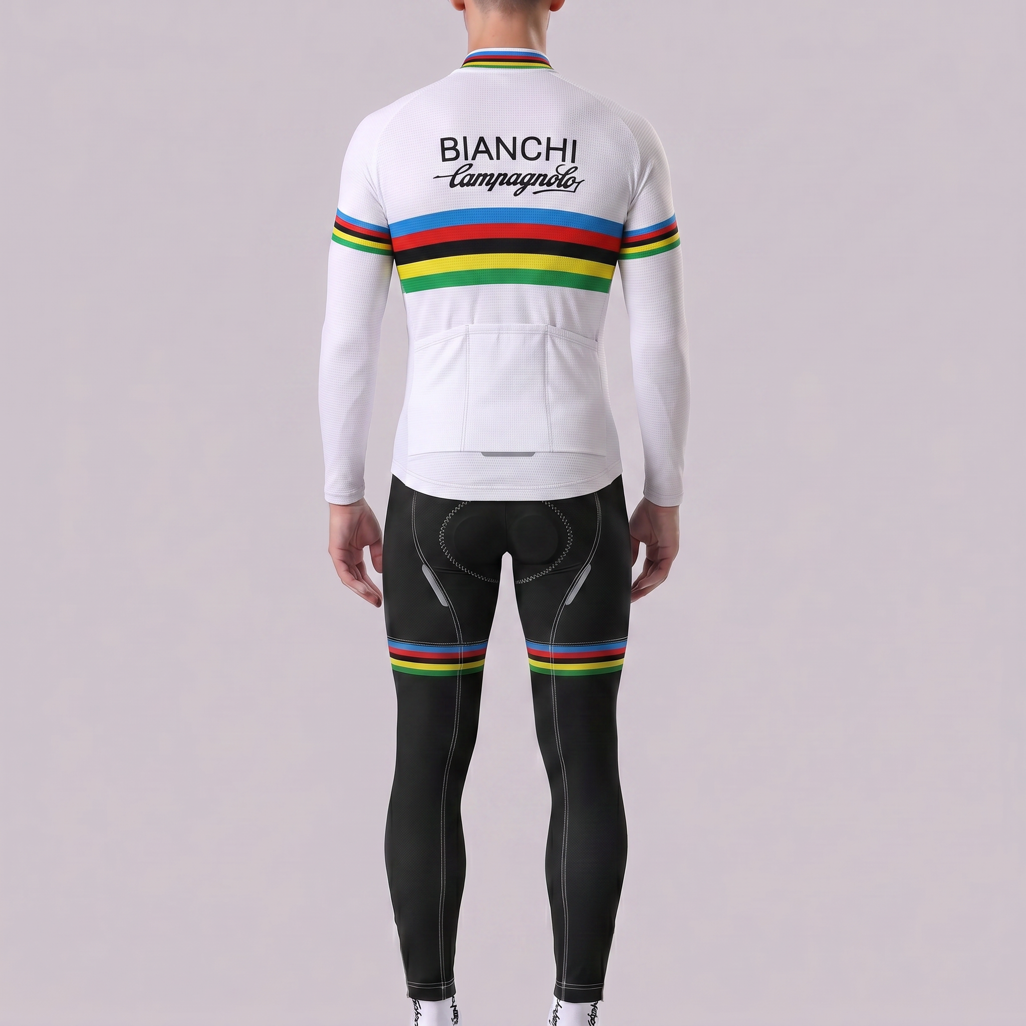 Stripes White Bianchi Long Sleeves Cycling Kits