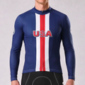 United States Blue Long Sleeves Cycling Jersey