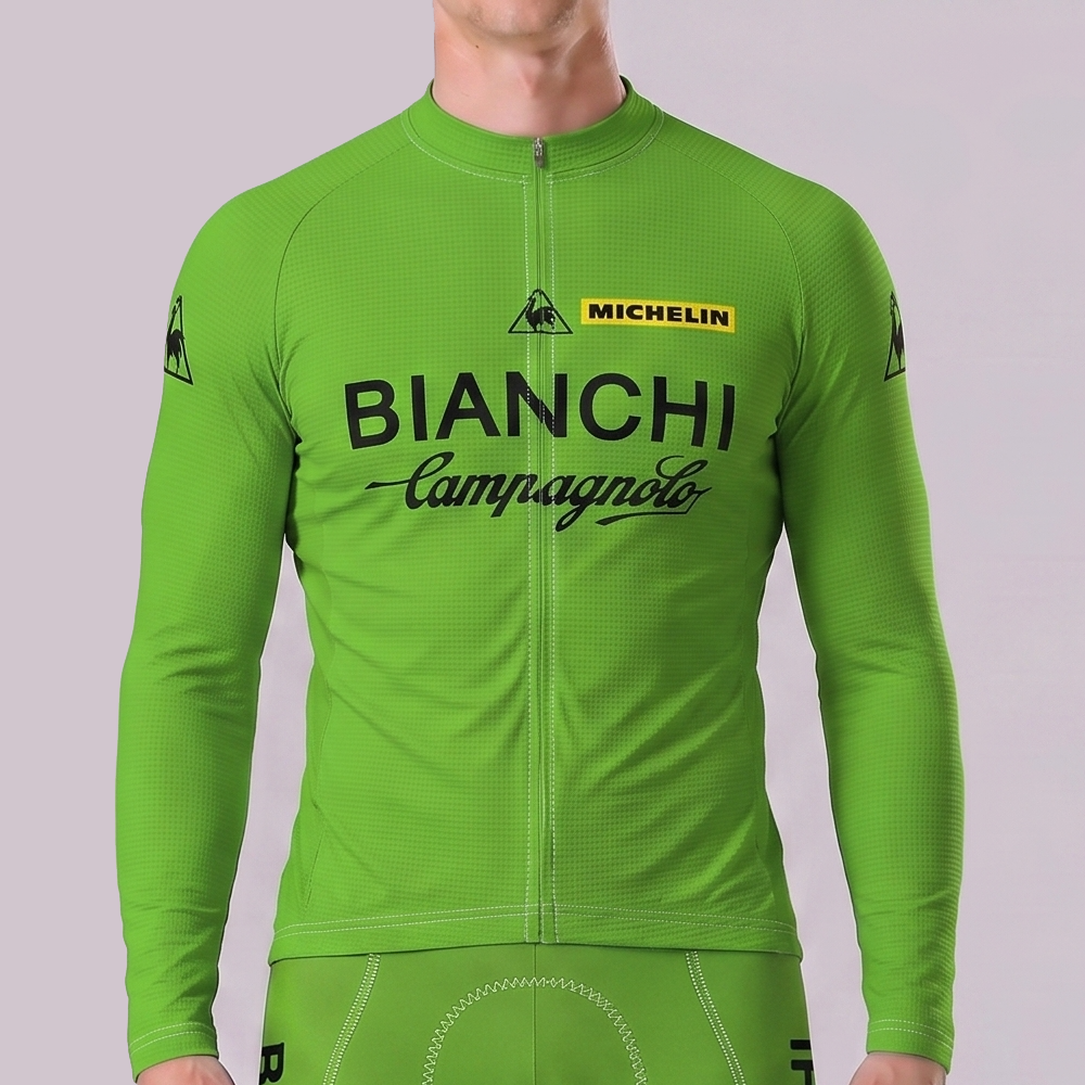 Green Bianchi Long Sleeves Cycling Jersey