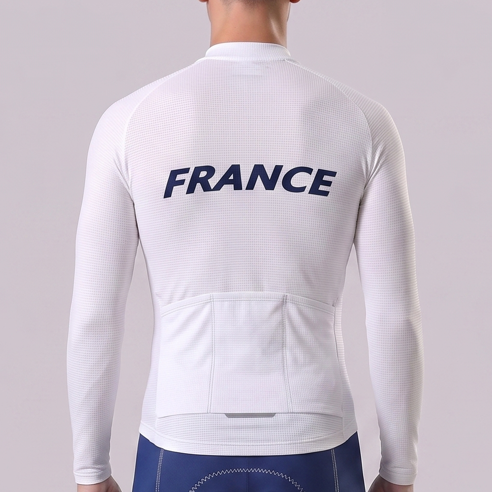 France White Long Sleeves Cycling Jersey