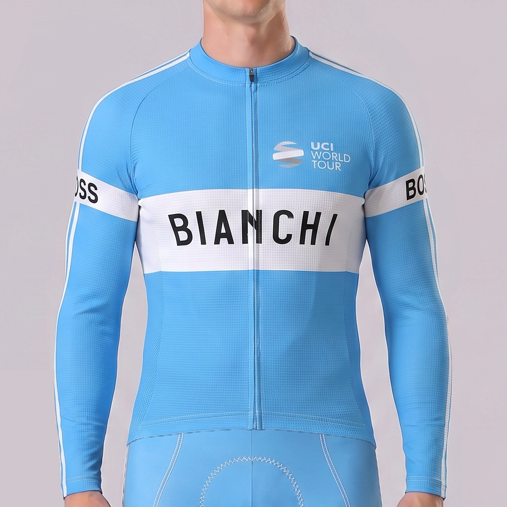 UCI BOOS Bianchi Long Sleeves Cycling Jersey
