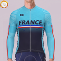 France Deep Blue Fleece Long Cycling Jersey
