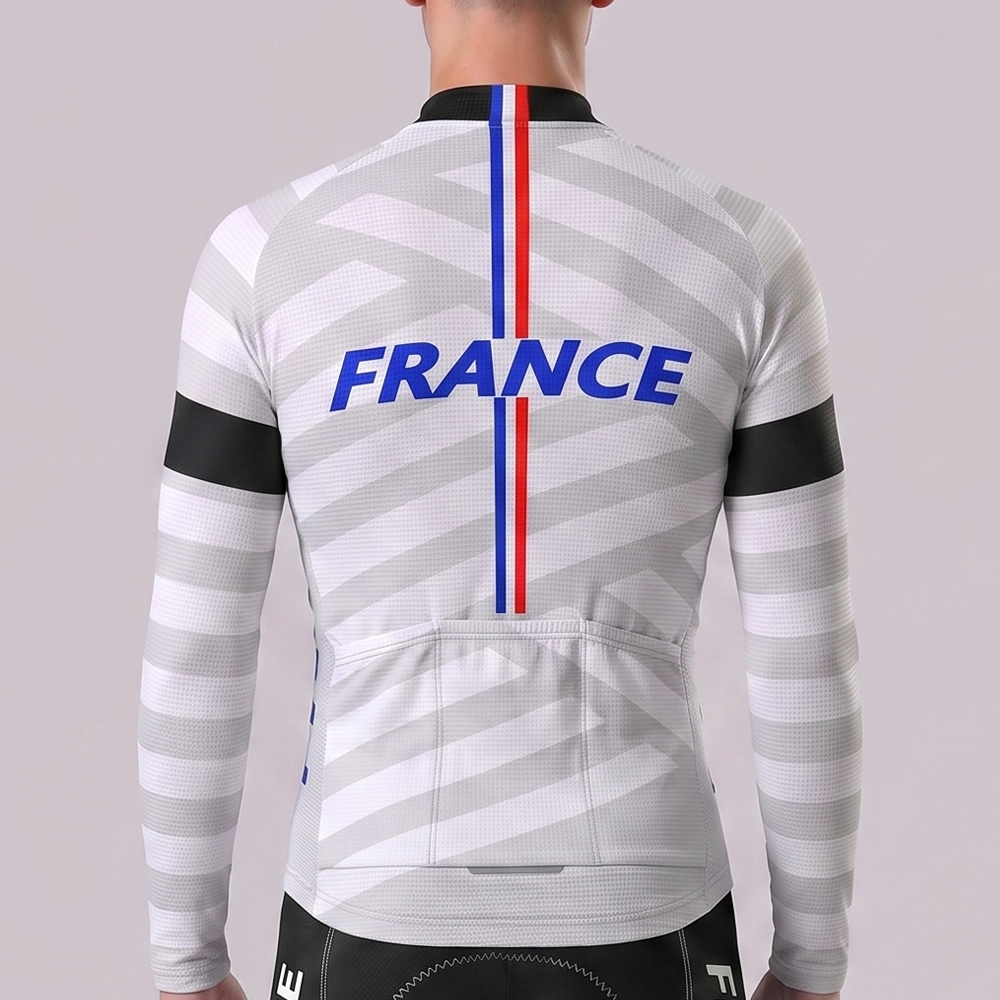 France Stripes Long Sleeves Cycling Jersey