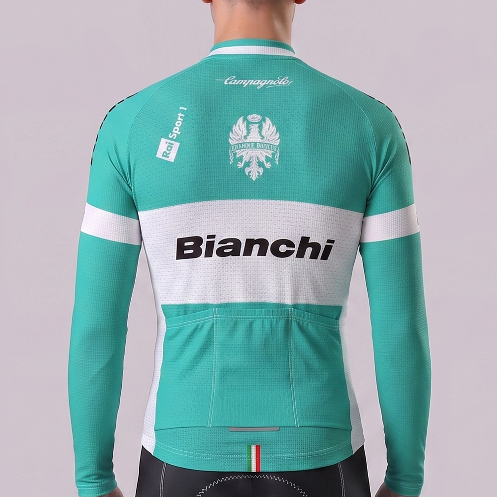 Blue Bianchi Long Sleeves Cycling Jersey
