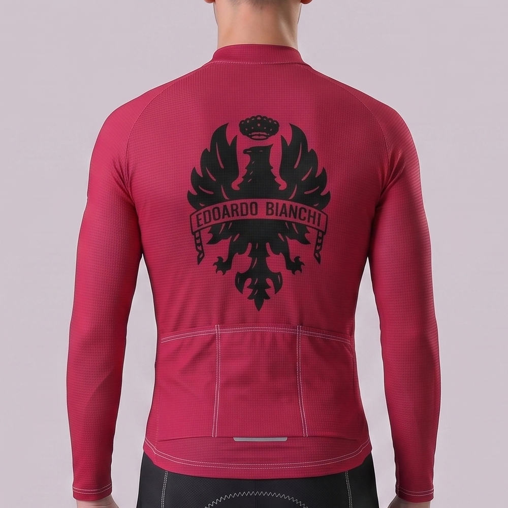 Red Bianchi Long Sleeves Cycling Jersey