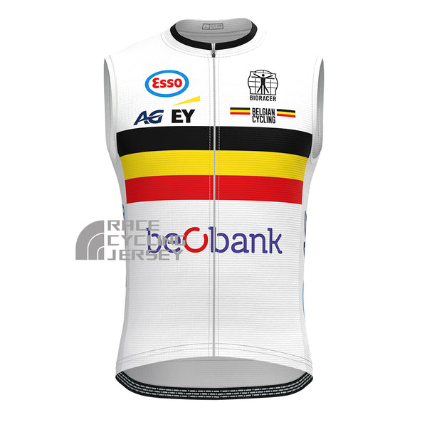 Belgium White Sleeveless Cycling Jersey