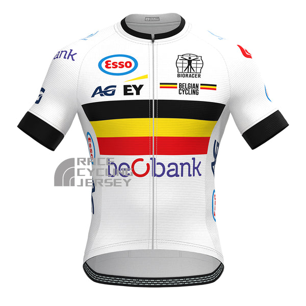 Belgium White Short Sleeves Cycling Jersey