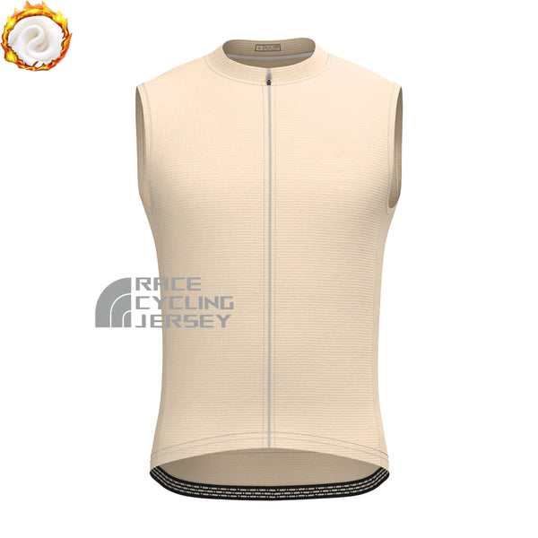 Light Khaki Fleece Sleeveless Cycling Jersey