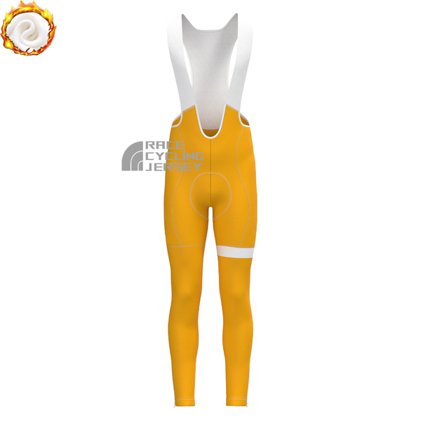 Orange Fleece Bib Cycling Pants