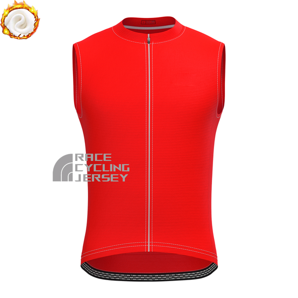 Red Fleece Sleeveless Cycling Jersey