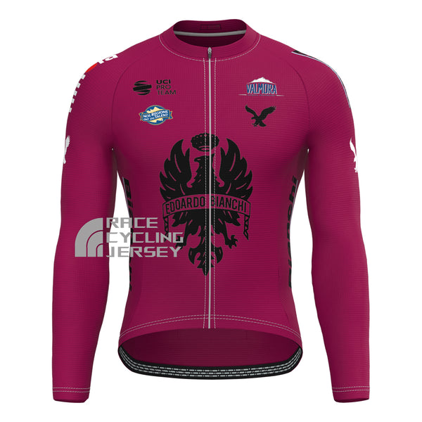 Red Bianchi Long Sleeves Cycling Jersey