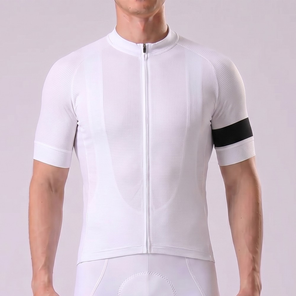 White Short Sleeves Cycling Jersey