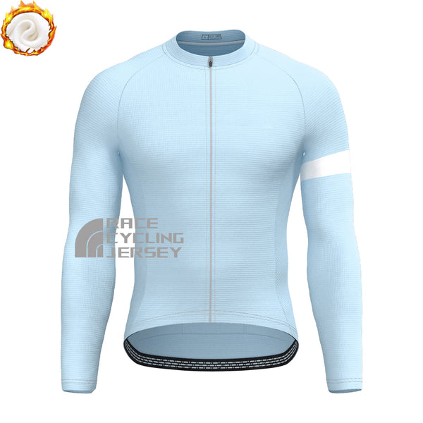 Baby Blue Fleece Long Cycling Jersey