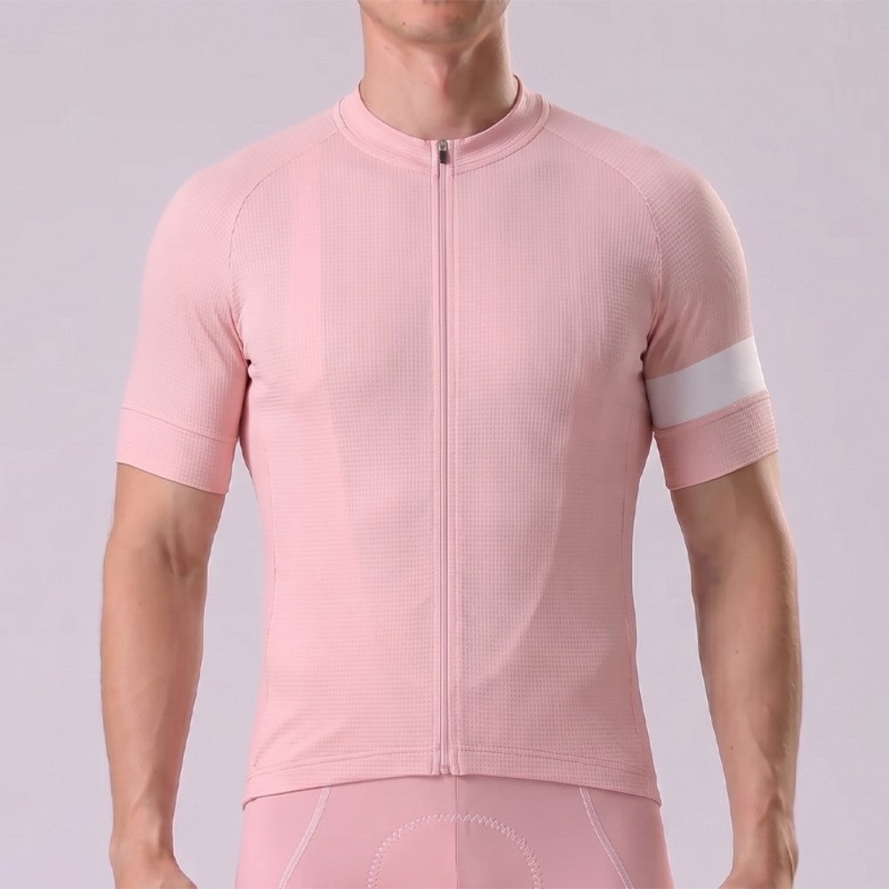 Macaron Pink Short Sleeves Cycling Jersey