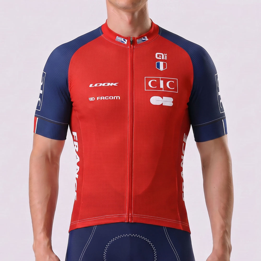 France Red Short Sleeves Cycling Jersey
