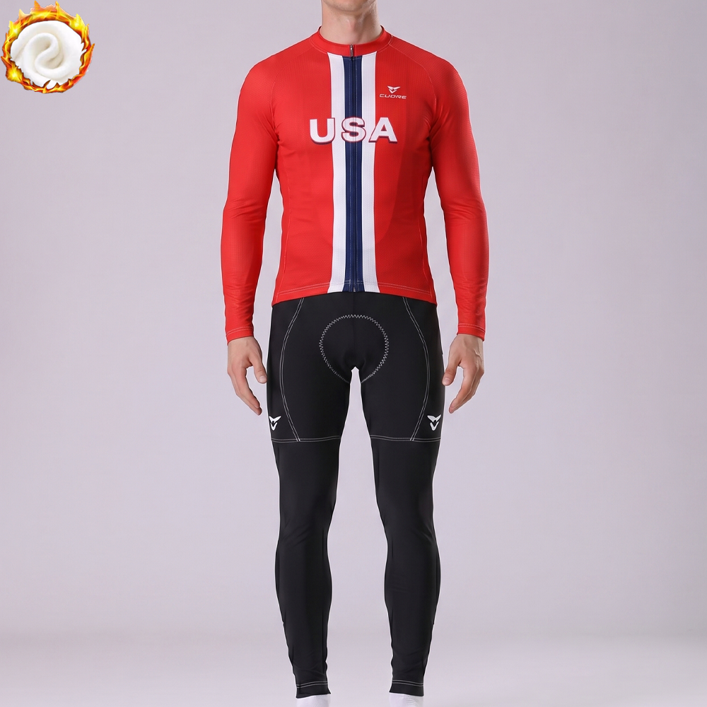 United States Fleece Long Sleeves Cycling Kits