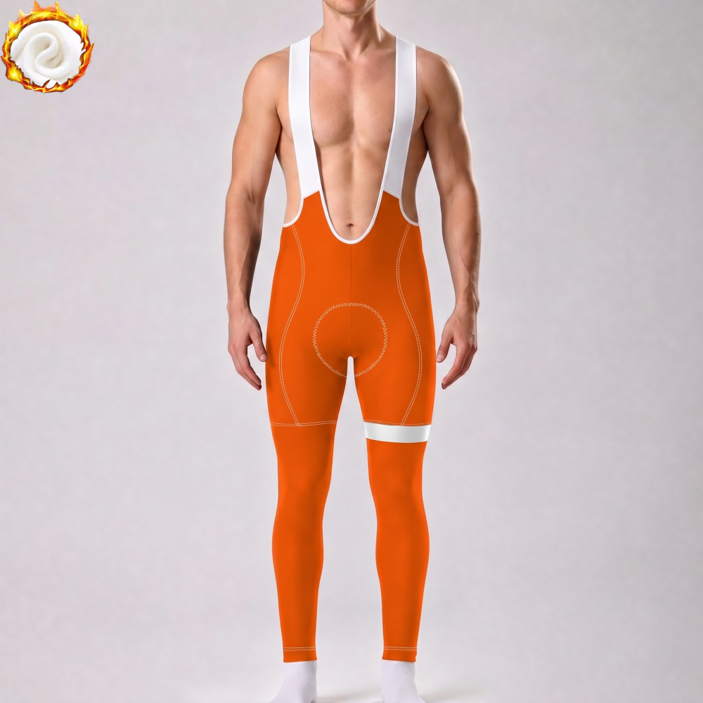 Macarons Orange Fleece Bib Cycling Pants