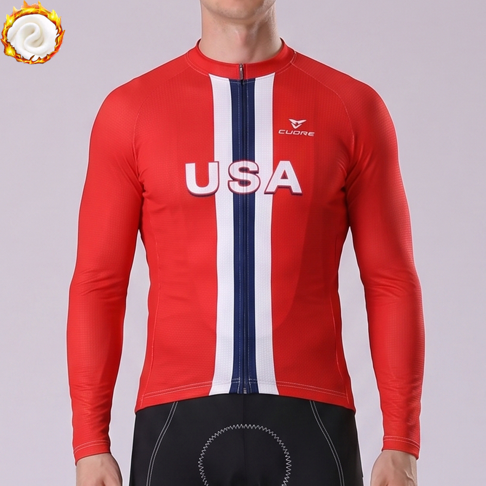 United States Fleece Long Cycling Jersey