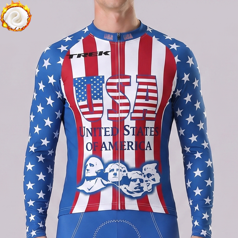 UNITED STATE OF AMERICA Fleece Long Cycling Jersey