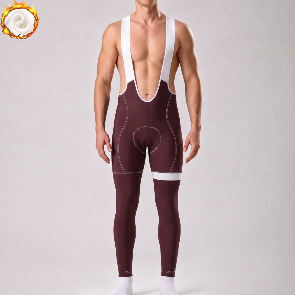 Dark Coffee Color  Fleece Bib Cycling Pants