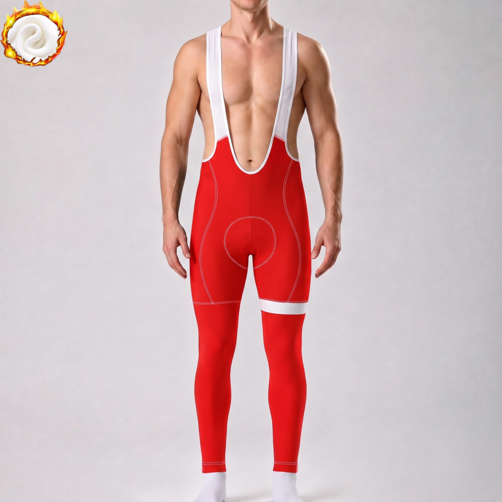 Red Fleece Bib Cycling Pants